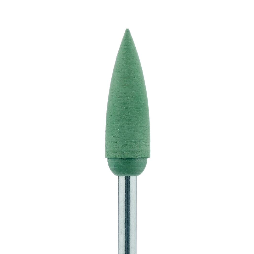 9501H-055-HP-GRN Polisher, Green, Flame, 5.5mm Ø, High Shine (Fine), HP