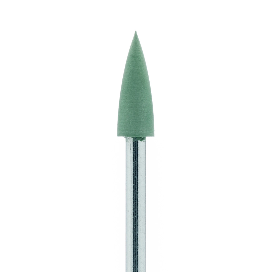9502H-043-HP-GRN Polisher, Green, Tapered Point, 4.3mm Ø, High Shine (Fine), HP