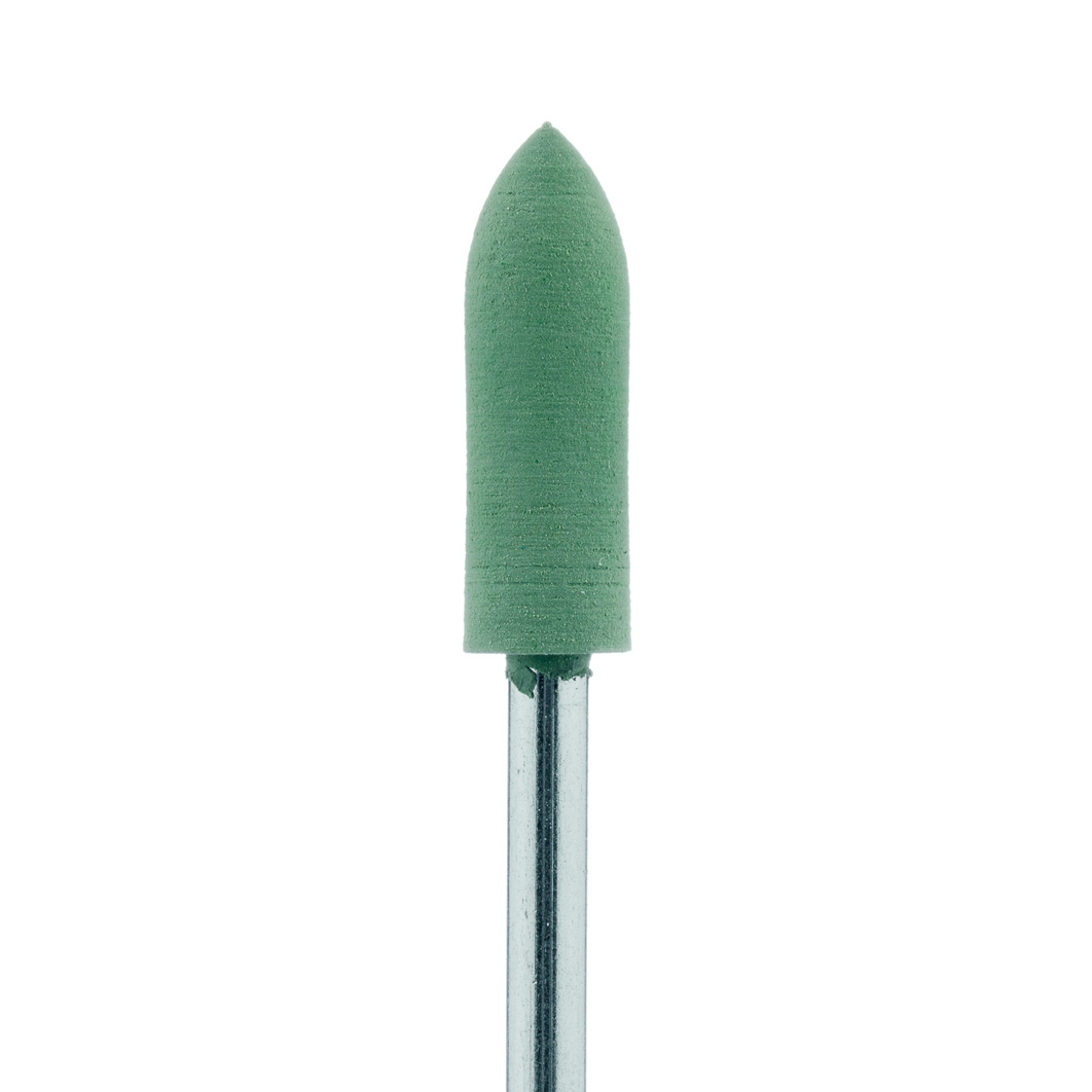 9507H-050-HP-GRN Polisher, Green High Shine, Pointed Cylinder, Fine, 5.0mm, HP