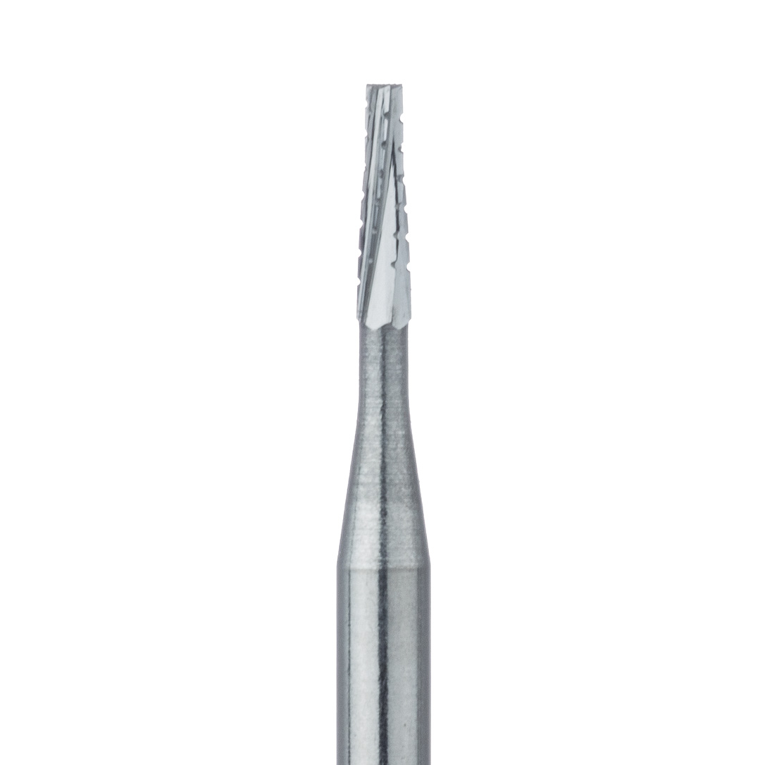 HM33-009-FG Operative Carbide Bur, Tapered Fissure Cross Cut, US#699, 0.9mm Ø, FG