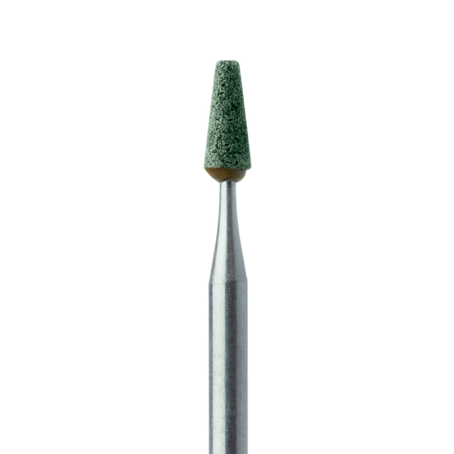 KB649R-025-HP-GRN Abrasive, Green, Soft, TAPERED FLAT END 2.5mm Ø, Fine, HP
