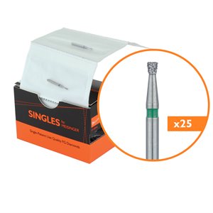 0316C Single-Use Diamond Bur, Sterile, 25 Pack, 1.6mm Ø, Inverted Cone, 1.5mm Working Length, Coarse, FG