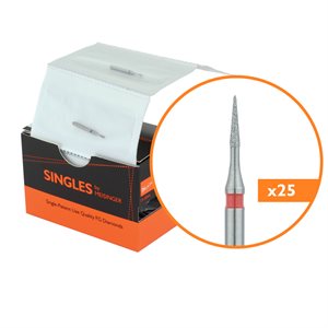1300FS Single-Use Diamond Bur, Sterile, 25 Pack, 0.8mm Ø, Tapered Point, Needle, 3mm Working Length, Fine, SS