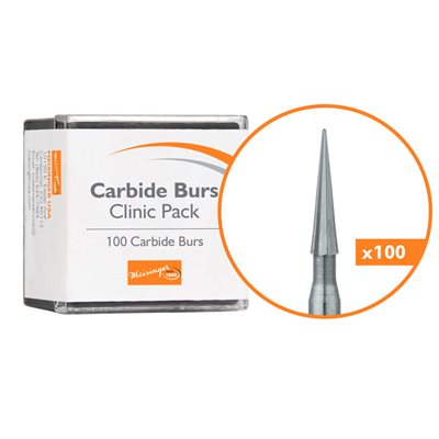 C0134FG Trimming & Finishing Carbide Bur, Clinic Pack, 100pcs, Point, Fine, US#ET6, FG