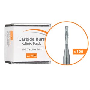 C0556FGOP Operative Carbide Bur, One-Piece, Clinic Pack, 100pcs, Straight Fissure, Cross Cut, US#556, FG