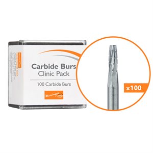 C0702FG Operative Carbide Bur, Clinic Pack, 100pcs, Tapered Fissure, Cross Cut, US#702, FG