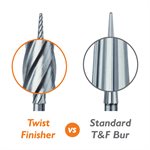 D0135F-014-FG Trimming & Finishing Carbide Bur, Twist Finisher, 1.4mm Ø, ET9, Extra Fine, FG